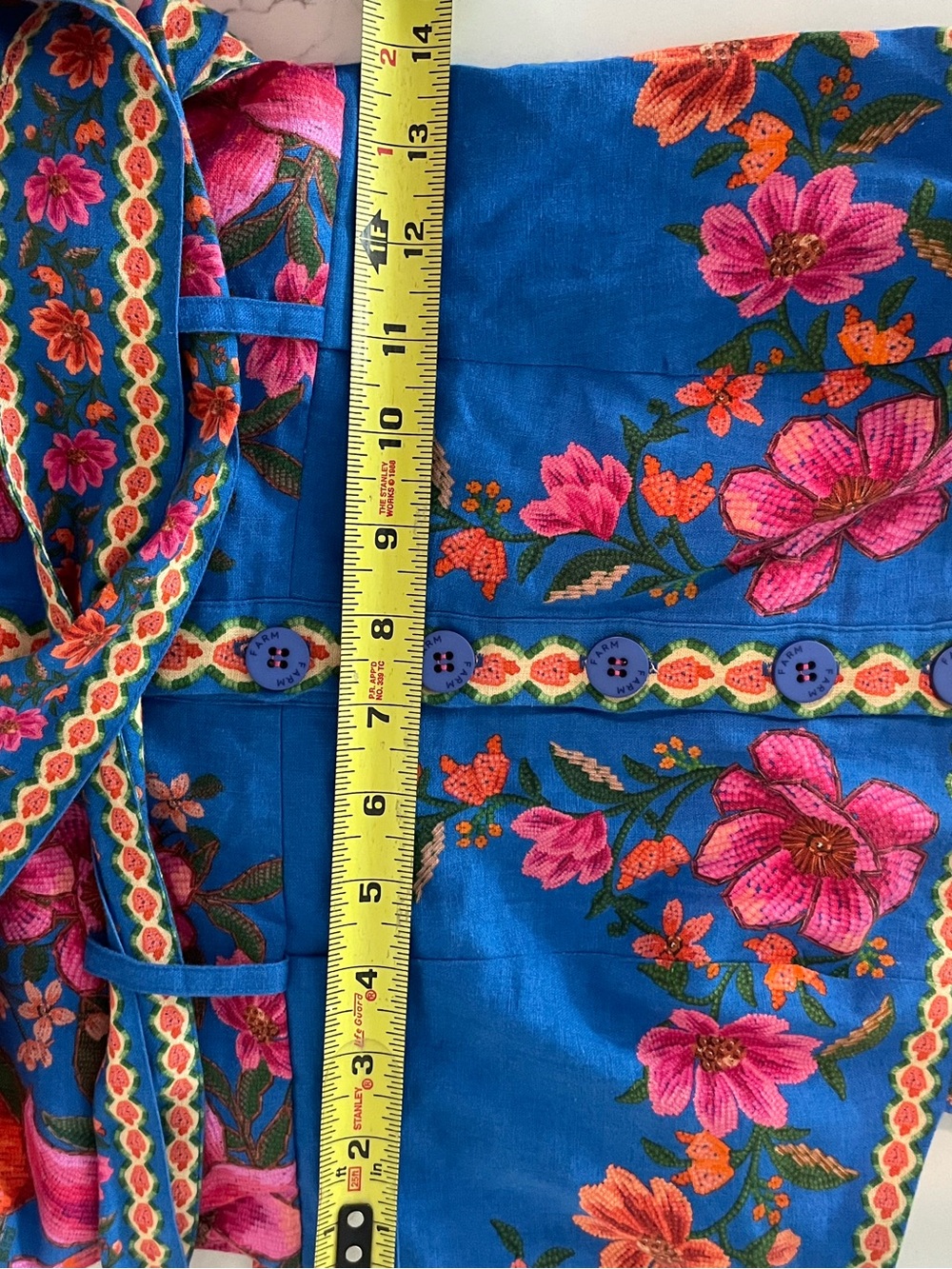 FARM Rio Bright Blue Floral Smocked Sundress with Pink Embroidery - Picture 8 of 9
